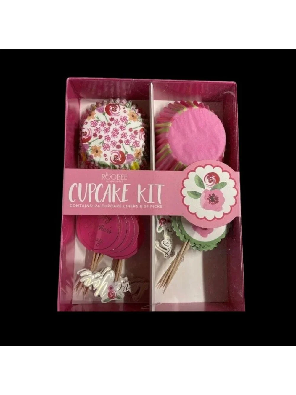 Roobee by Mara‑Mi Cupcake Kit Box Set – 24 Liners & 24 Picks New in Box